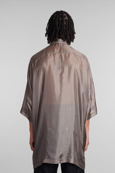 Shop Rick Owens Edfu Magnum Shirt In Grey Silk