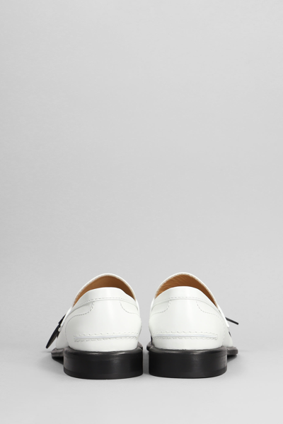 Shop Jw Anderson Animated Mocassin Loafers In White Leather