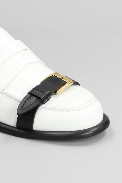 Shop Jw Anderson Animated Mocassin Loafers In White Leather