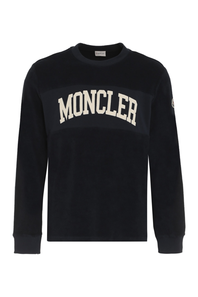 Shop Moncler Cotton Crew-neck Sweatshirt In Blue