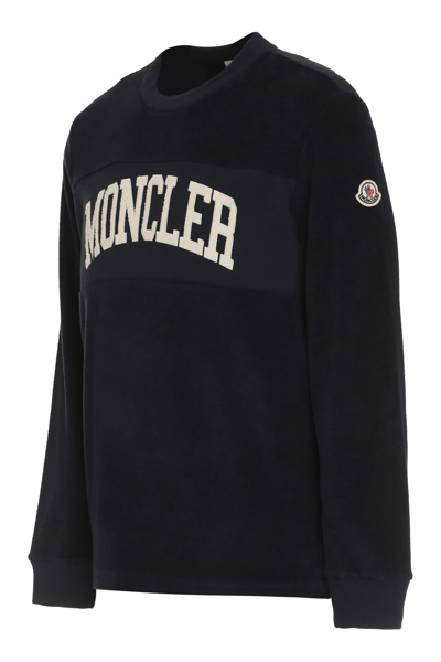 Shop Moncler Cotton Crew-neck Sweatshirt In Blue