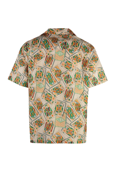Shop Drôle De Monsieur Jeu De Cartes Short Sleeve Cotton Blend Shirt In Multicolor