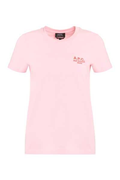 Shop Apc Denise Cotton Crew-neck T-shirt In Pink