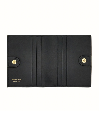 Shop Ferragamo Black Shine Calf Leather Wallet