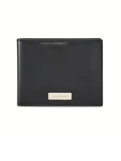 Shop Ferragamo Black Calfskin Leather Wallet