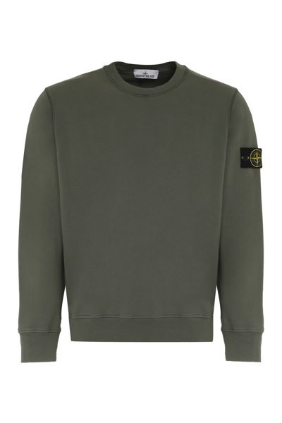 Shop Stone Island Cotton Crew-neck Sweatshirt In Green