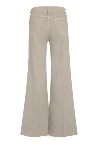 Shop Mother The Roller Fray Cotton Jeans In Grey