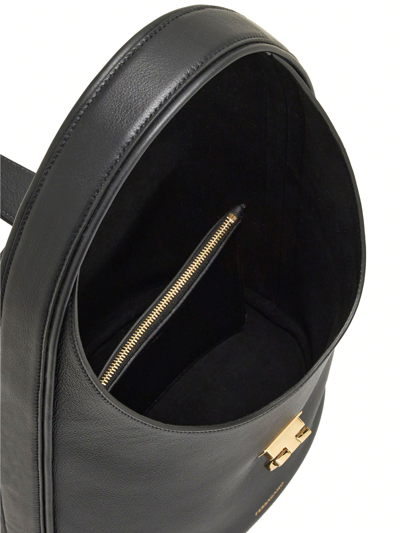 Shop Ferragamo Hobo Bag With Buckle (m) In Black
