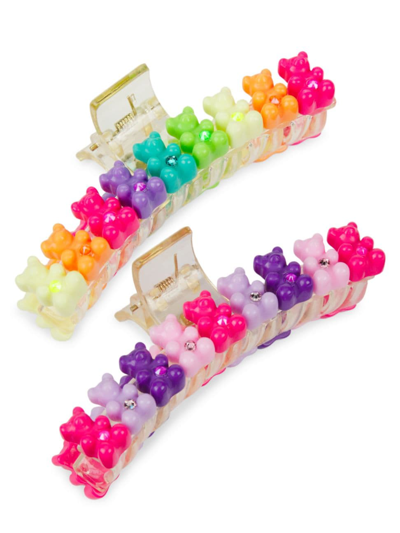Shop Bari Lynn Rainbow Gummy Clips 2-piece Set In Neutral