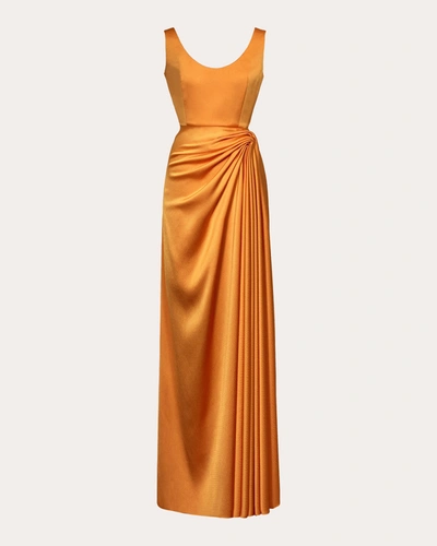 Shop Edeline Lee Women's Nymph Waterfall Drape Gown In Orange