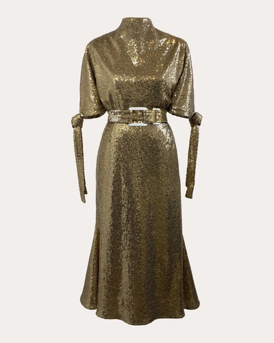 Shop Edeline Lee Women's Pedernal Sequin Midi Dress In Gold