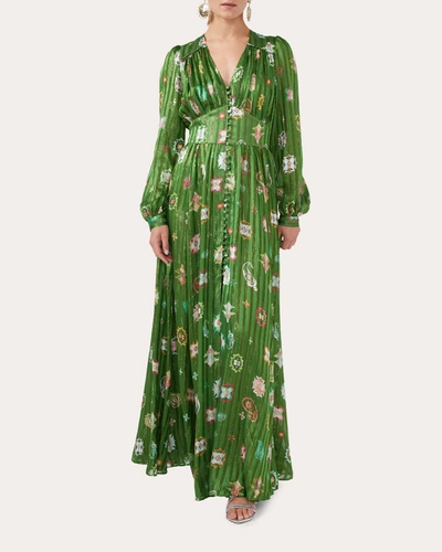 Shop Hayley Menzies Women's Silk Lurex Volume Maxi Dress In Green