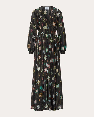 Shop Hayley Menzies Women's Silk Lurex Volume Maxi Dress In Black