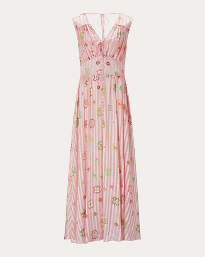 Shop Hayley Menzies Women's Silk Lurex Sleeveless Maxi Dress In Pink