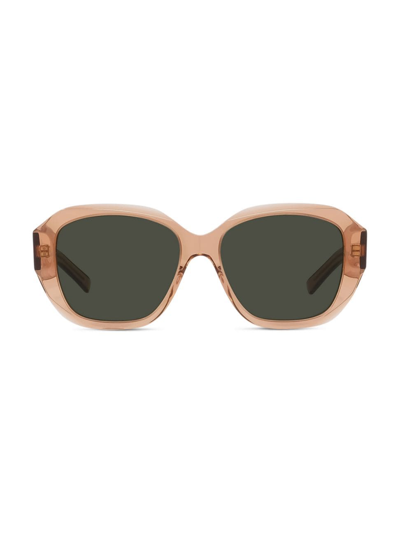 Shop Givenchy Women's Gvday 55mm Round Sunglasses In Translucent Orange Green