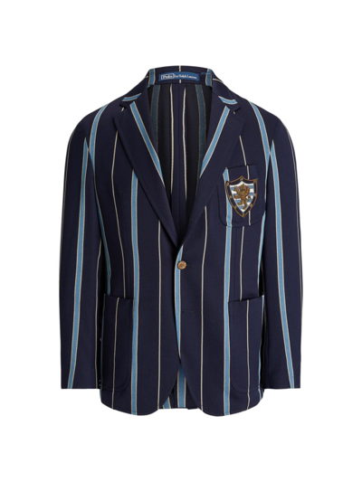 Shop Polo Ralph Lauren Men's Cricket Striped Wool Two-button Sport Coat In Dark Navy White Light Blue