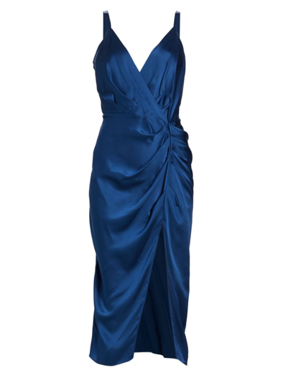 Shop Amanda Uprichard Women's Carmel Silk Draped Midi-dress In Emerson