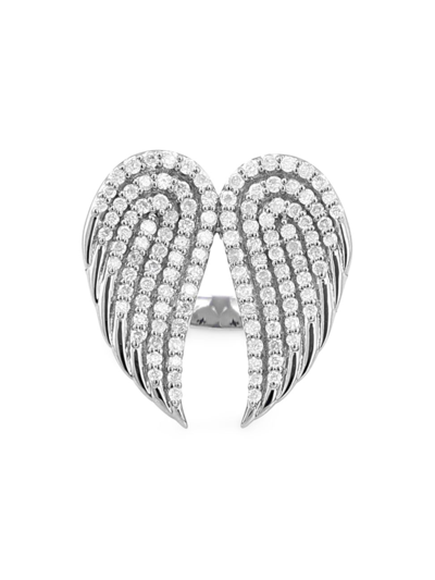 Shop Sheryl Lowe Women's Angel Wing Sterling Silver & 0.92 Tcw Diamond Ring