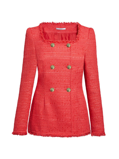Shop Santorelli Women's Elara Cotton-blend Tweed Jacket In Vermilion