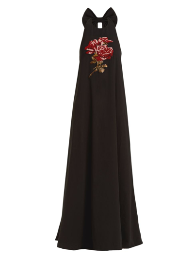 Shop Mestiza New York Women's Adelina Beaded Ruffled Gown In Black Rose
