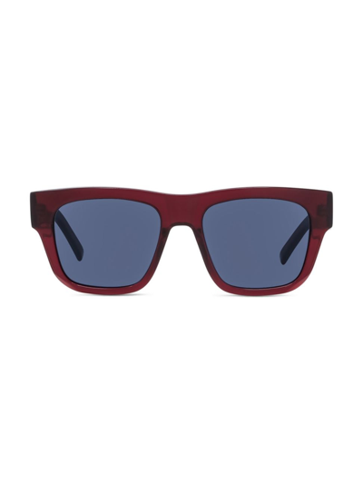 Shop Givenchy Men's Rectangular 55mm Acetate Sunglasses In Bordeaux Blue