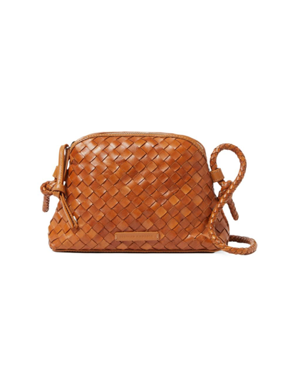 Shop Loeffler Randall Women's Mini Marybeth Woven Leather Crossbody Bag In Timber