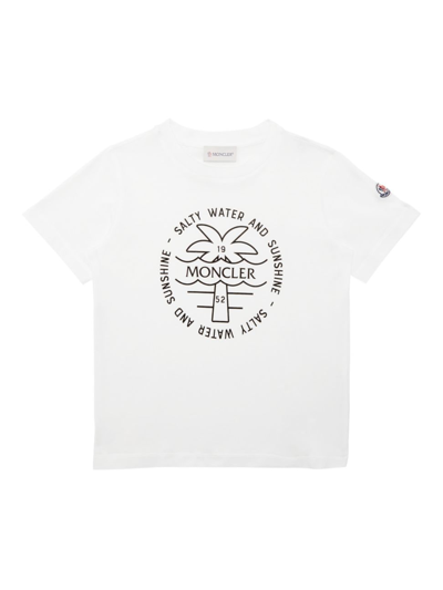 Shop Moncler Little Kid's & Kid's Logo 'salty Water & Sunshine' T-shirt In White