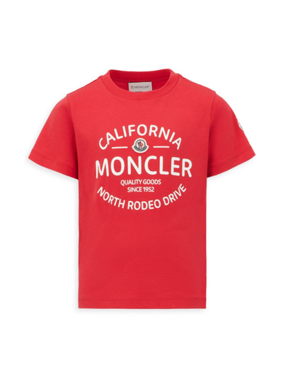 Shop Moncler Little Boy's & Boy's Logo Cotton T-shirt In Fire Red