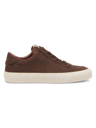 Shop Moncler Men's Monclub Leather Low-top Sneakers In Brown