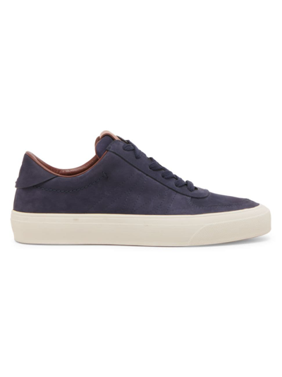 Shop Moncler Men's Monclub Leather Low-top Sneakers In Navy
