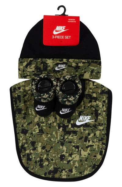 Shop Nike Digi Camo Cap, Bib & Booties Set In Black/green