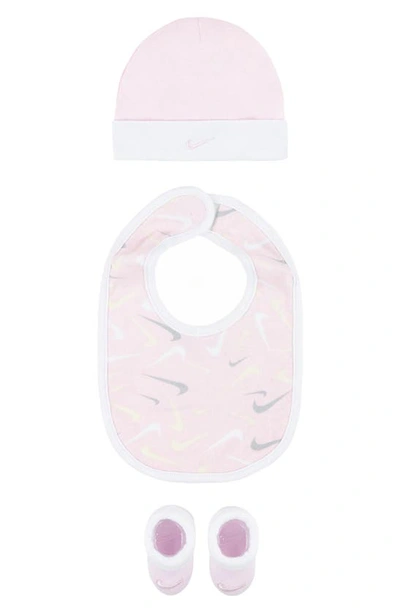 Shop Nike Swooshfetti Cap, Bib & Booties Set In Pink Foam