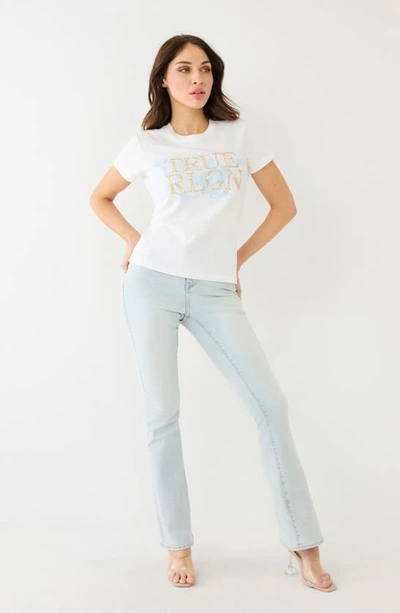 True Religion Brand Jeans Crystal Embellished Cotton Logo T-shirt In White