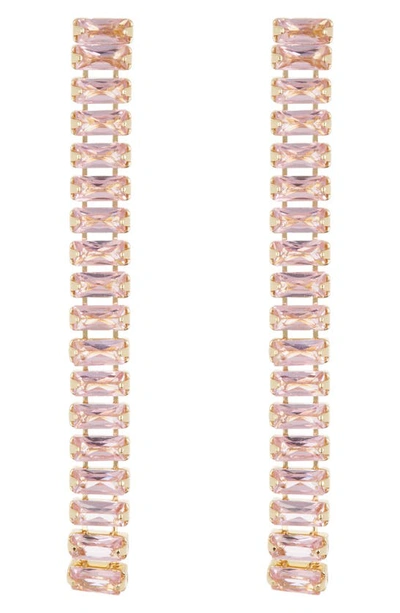 Shop Cara Baguette Crystal Linear Drop Earrings In Champagne