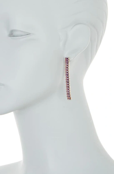 Shop Cara Baguette Crystal Linear Drop Earrings In Lilac