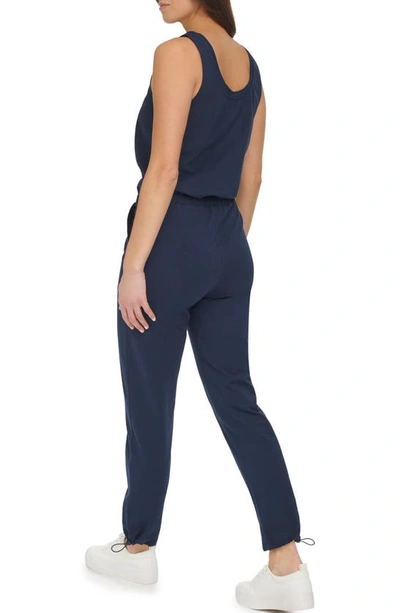 Shop Andrew Marc Stretch Cotton Jumpsuit In Ink
