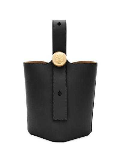 Shop Loewe Women's Mini Pebbled Leather Bucket Bag In Black
