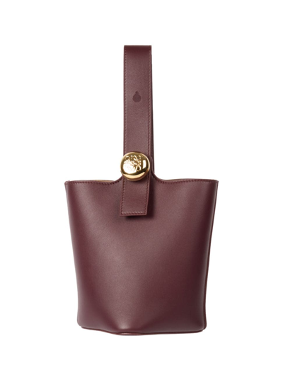 Shop Loewe Women's Mini Pebbled Leather Bucket Bag In Dark Burgundy