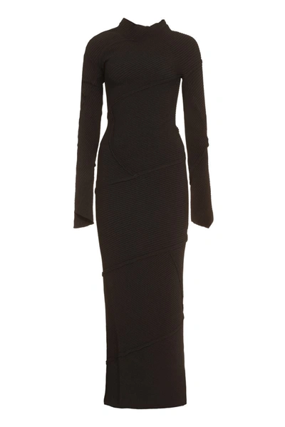 Shop Balenciaga Spiral Knitted Dress In Black