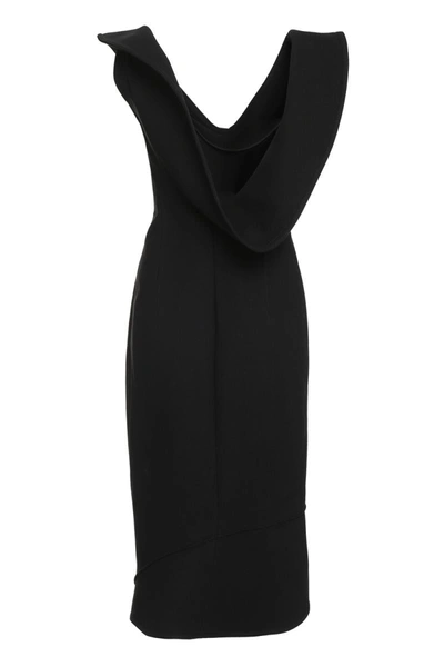 Shop Bottega Veneta Cotton Blend Midi-dress In Black