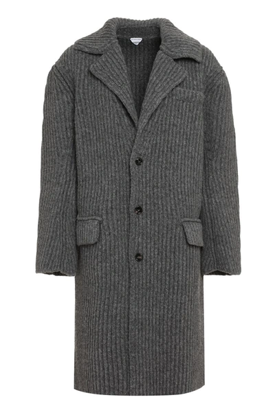 Shop Bottega Veneta Wool Jersey Coat In Grey