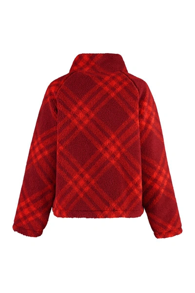Shop Burberry Fleece Bomber Jacket In Red