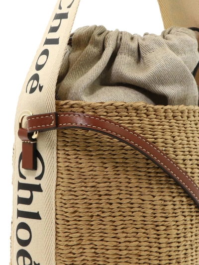 Shop Chloé "small Woody"  Basket Bag In Beige