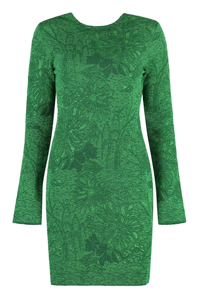 Shop Givenchy Jacquard Knit Mini-dress In Green