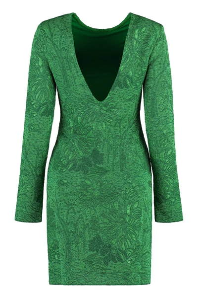 Shop Givenchy Jacquard Knit Mini-dress In Green