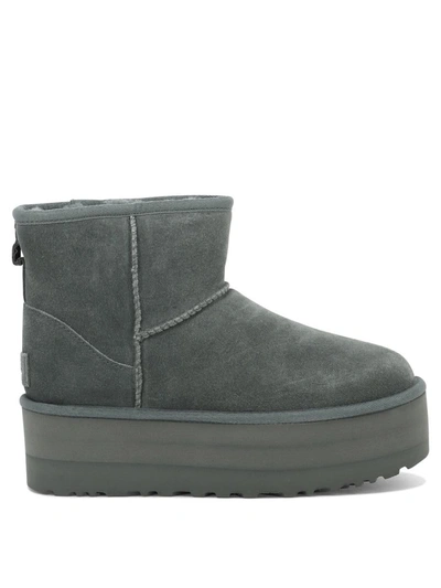 Shop Ugg "classic Mini Platform" Ankle Boots In Grey