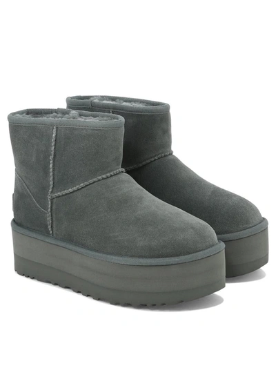 Shop Ugg "classic Mini Platform" Ankle Boots In Grey