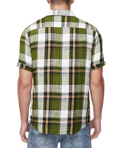 Shop Buffalo David Bitton Men's Sachino Relaxed Fit Short Sleeve Button-front Plaid Shirt In Sphagnum