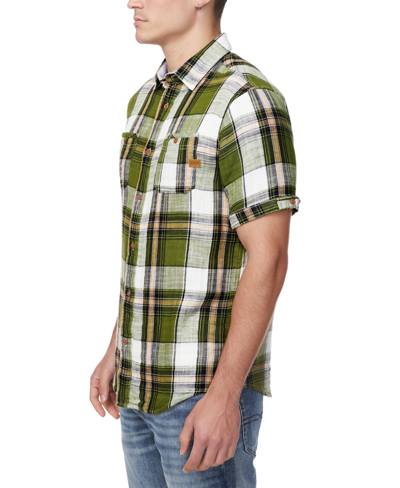 Shop Buffalo David Bitton Men's Sachino Relaxed Fit Short Sleeve Button-front Plaid Shirt In Sphagnum