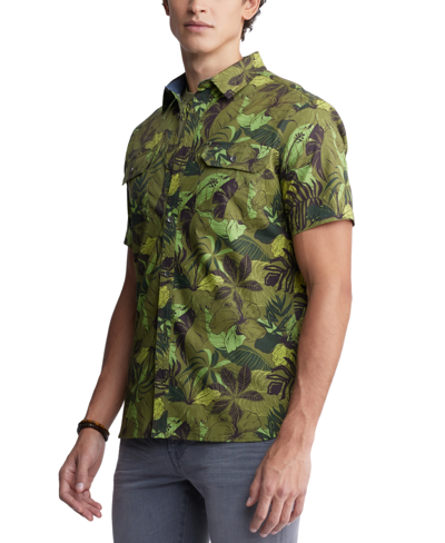 Shop Buffalo David Bitton Men's Sayool Short Sleeve Button-front Floral Print Shirt In Sphagnum